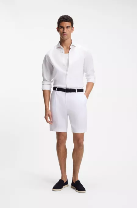 Tapered-fit shorts in linen