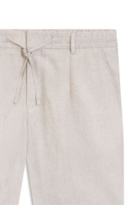 Shorts tapered fit de lino, Beige claro