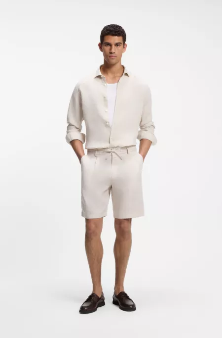 Tapered-fit shorts in linen