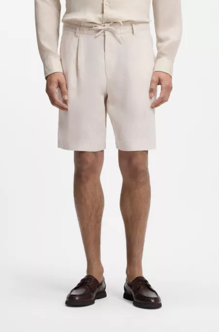 Tapered-fit shorts in linen