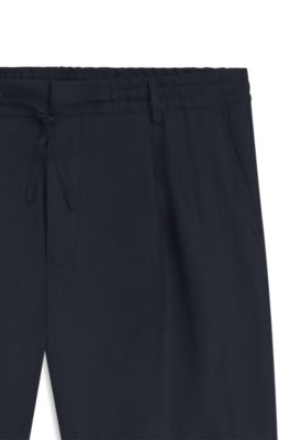 Shorts tapered fit de lino, Azul oscuro