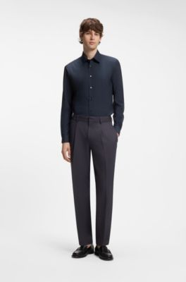 Regular-fit shirt in performance-stretch fabric, Dark Blue