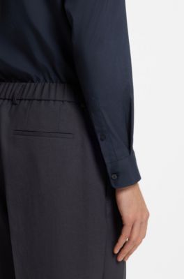 Regular-fit shirt in performance-stretch fabric, Dark Blue