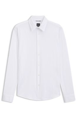 Slim-fit stretch shirt, White
