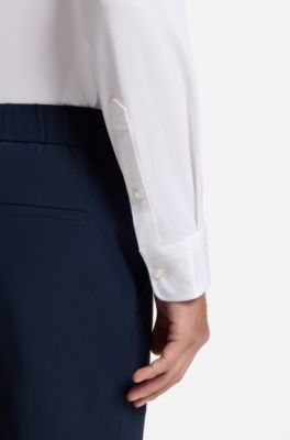 Slim-fit shirt in structured performance stretch fabric, White