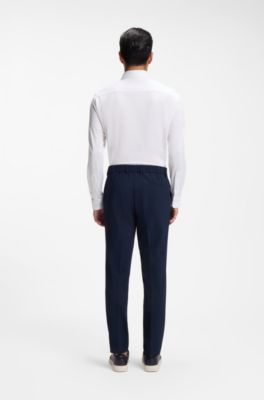 Slim-fit shirt in structured performance stretch fabric, White