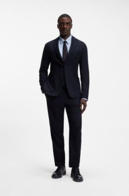 Slim-fit shirt in structured performance stretch fabric, Light Blue