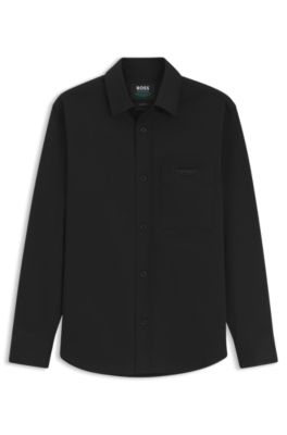 BOSS x ASTON MARTIN relaxed-fit overshirt in stretch cotton, Black