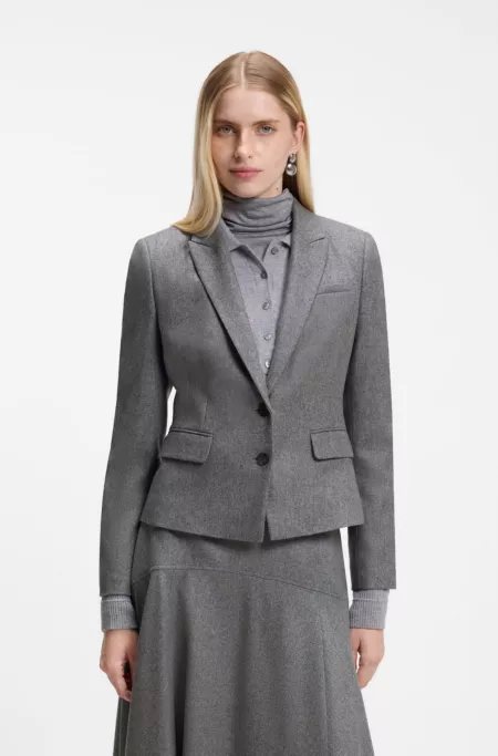 Slim-fit blazer in melange flannel