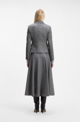 Slim-fit blazer in melange flannel, Light Grey