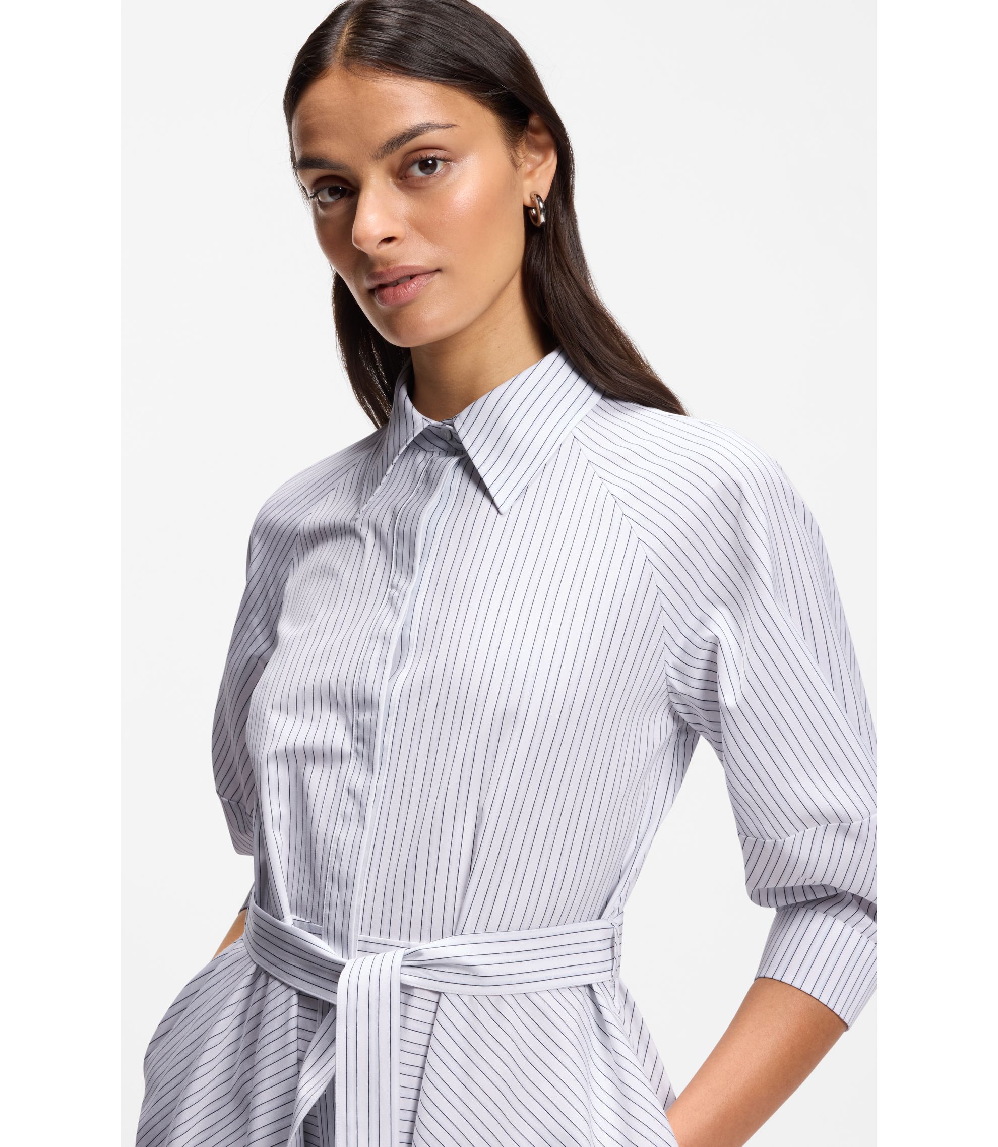 hugo boss shirt dress BOSS Shirt dress in sandwashed fabric, Women, Size: 6, light grey