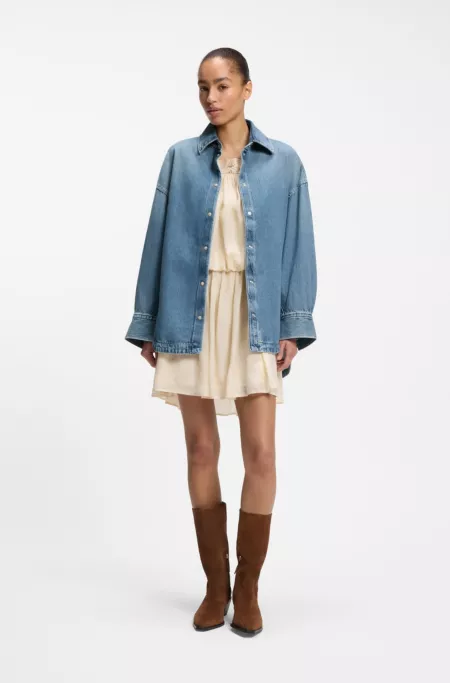 Oversize-fit shirt in vintage rigid denim