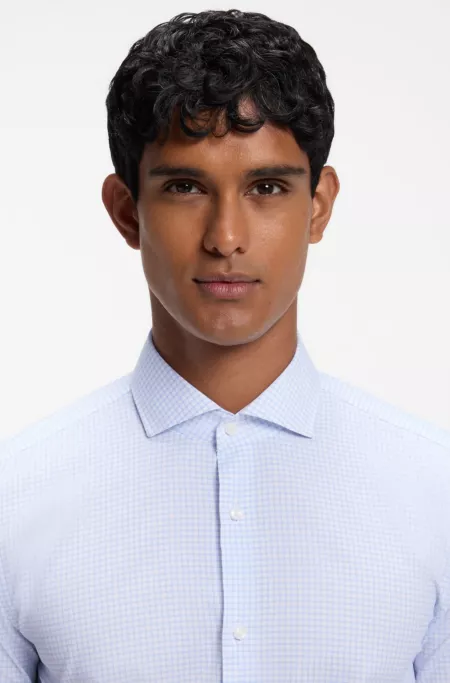 Slim-fit checked shirt in performance stretch