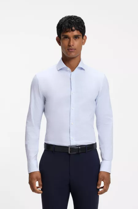 Slim-fit checked shirt in performance stretch