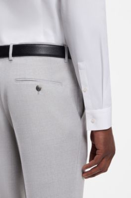 Slim-fit cotton shirt with mini monogram jacquard, White
