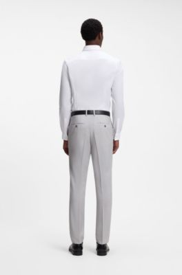 Slim-fit cotton shirt with mini monogram jacquard, White