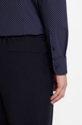 Camisa slim fit de tejido el&aacute;stico t&eacute;cnico estampado, Azul oscuro