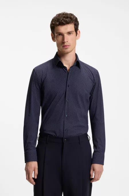 Slim-fit shirt in printed performance stretch fabric