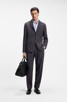 Slim-fit shirt in printed performance stretch fabric, Light Blue