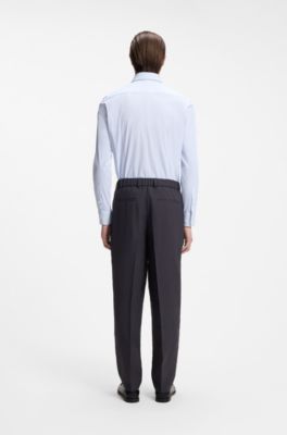 Slim-fit shirt in printed performance stretch fabric, Light Blue