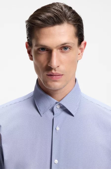 Slim-fit shirt in printed performance stretch fabric