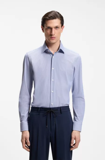 Slim-fit shirt in printed performance stretch fabric