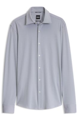Regular-fit dress shirt in stretch jersey, Black