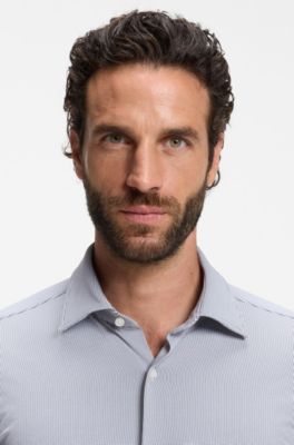 Regular-fit dress shirt in stretch jersey, Black