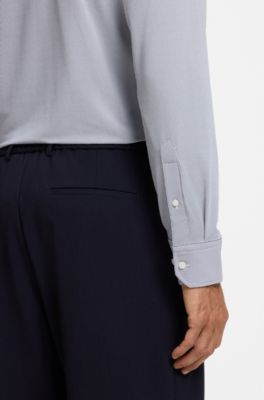 Regular-fit dress shirt in stretch jersey, Black