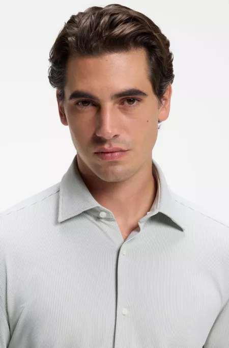 Regular-fit dress shirt in stretch jersey