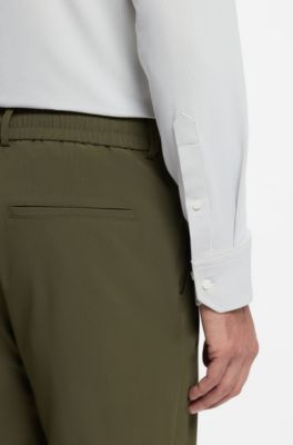 Camisa business regular fit en jersey el&aacute;stico, Caqui