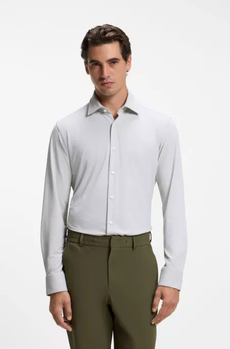 Regular-fit dress shirt in stretch jersey