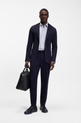 Camisa business regular fit en jersey el&aacute;stico, Azul oscuro