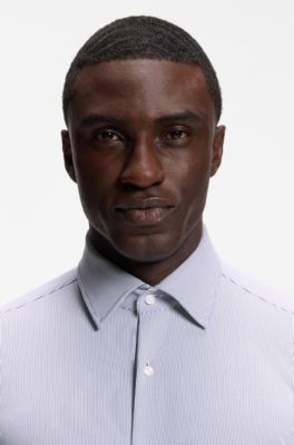 Camisa business regular fit en jersey el&aacute;stico, Azul oscuro