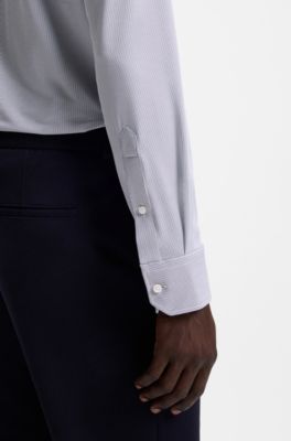 Camisa business regular fit en jersey el&aacute;stico, Azul oscuro