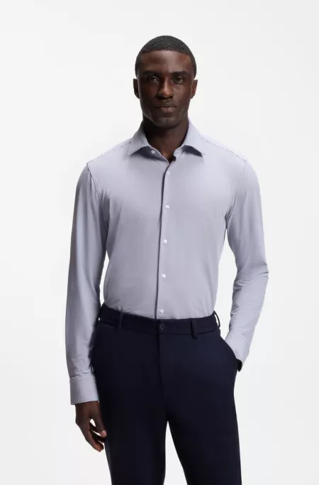 Regular-fit dress shirt in stretch jersey