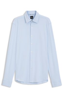 Chemise d'affaires Regular en jersey stretch, bleu clair
