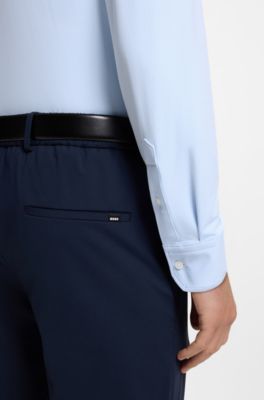 Regular-fit dress shirt in stretch jersey, Light Blue