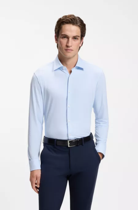 Regular-fit dress shirt in stretch jersey