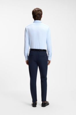 Regular-fit dress shirt in stretch jersey, Light Blue
