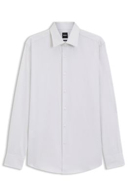 Slim-fit shirt in refined Italian cotton, Khaki
