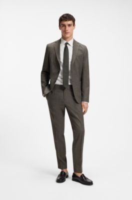 Slim-fit shirt in refined Italian cotton, Khaki