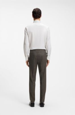 Slim-fit shirt in refined Italian cotton, Khaki