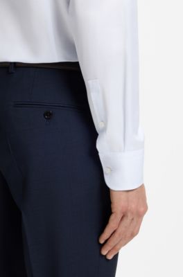 Slim-fit shirt in refined Italian cotton, Light Blue