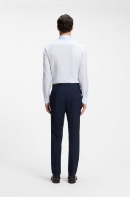 Slim-fit shirt in refined Italian cotton, Light Blue