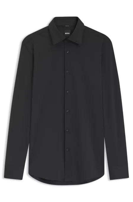 Slim-fit shirt in Italian-made performance-stretch jersey