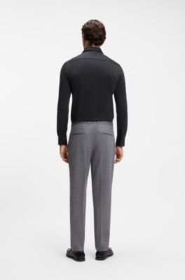 Slim-fit shirt in Italian-made performance-stretch jersey, Black