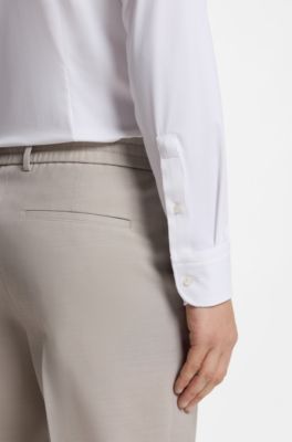 Slim-fit shirt in Italian-made performance-stretch jersey, White