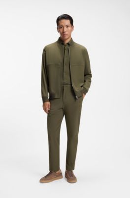 Slim-fit shirt in Italian-made performance-stretch jersey, Light Green