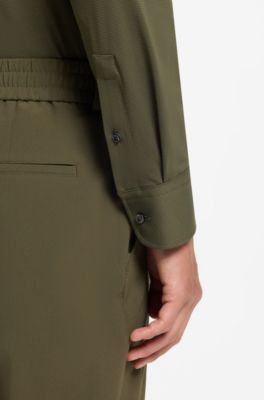 Slim-fit shirt in Italian-made performance-stretch jersey, Light Green